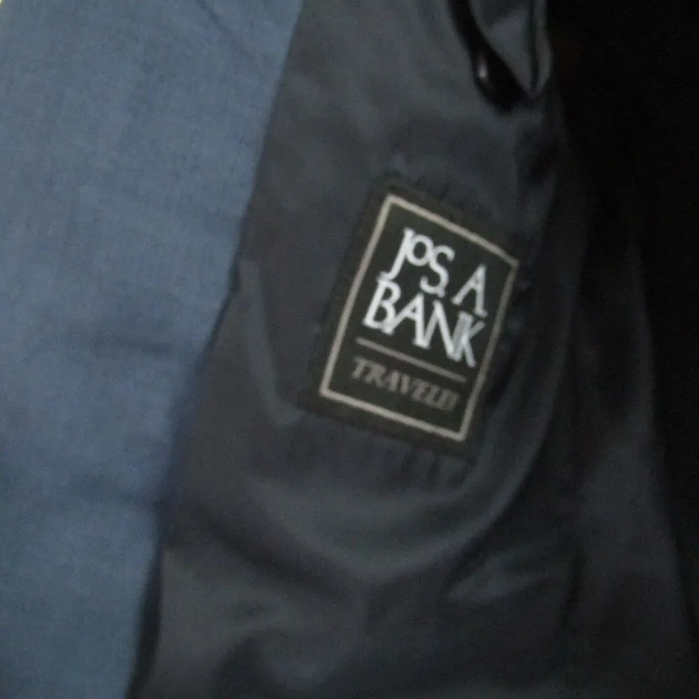 Jos A Bank Traveler Blazer Mens 44L Blue Slim Fit Wool Sports Coat Jacket Preppy